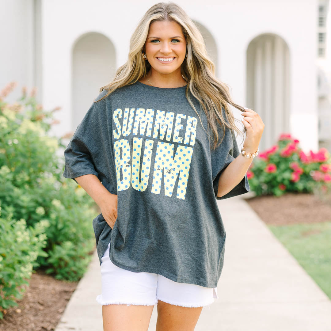 Summer Bummin' Boyfriend Tee, Charcoal