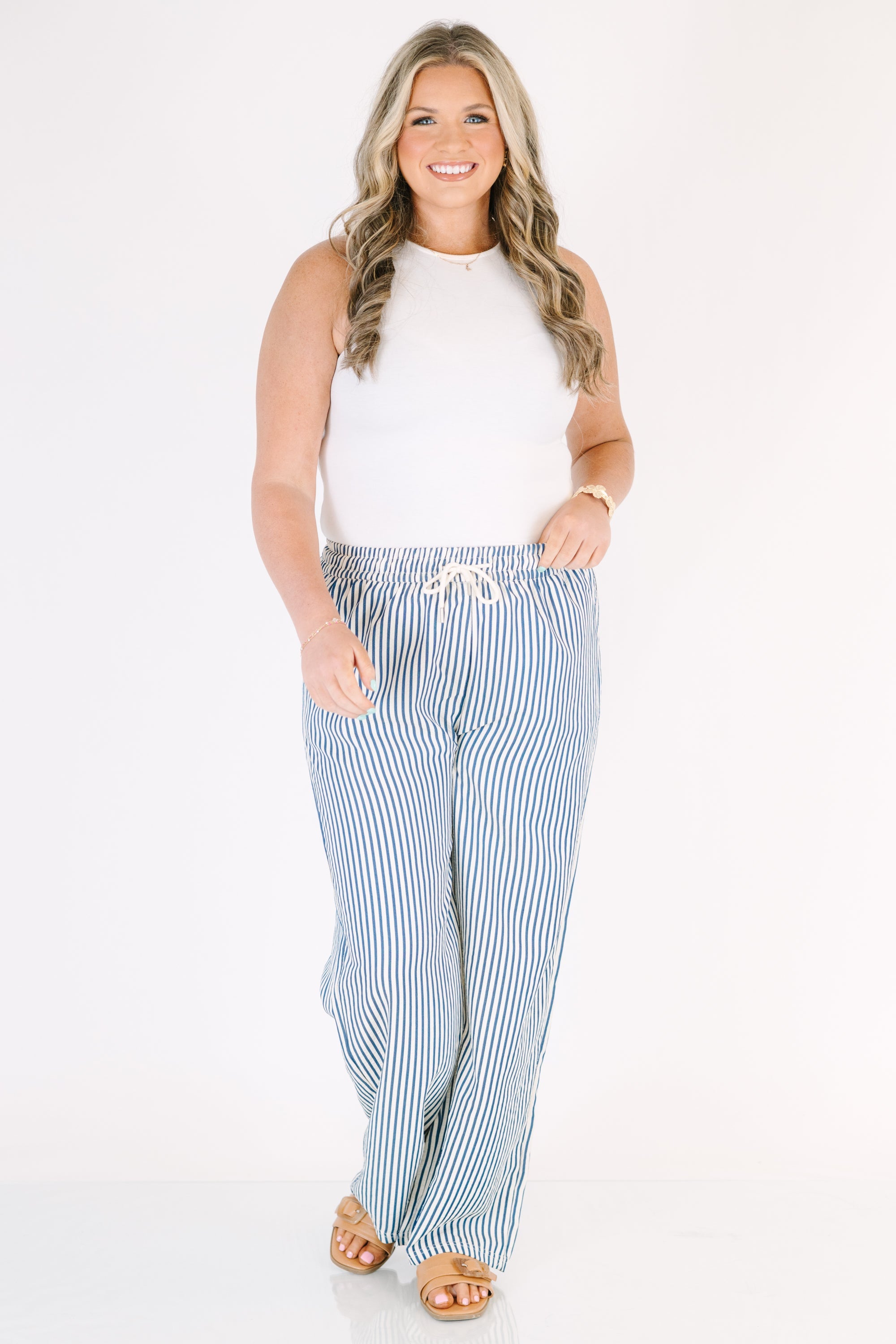Summer Comfort Pants, Blue Stripe