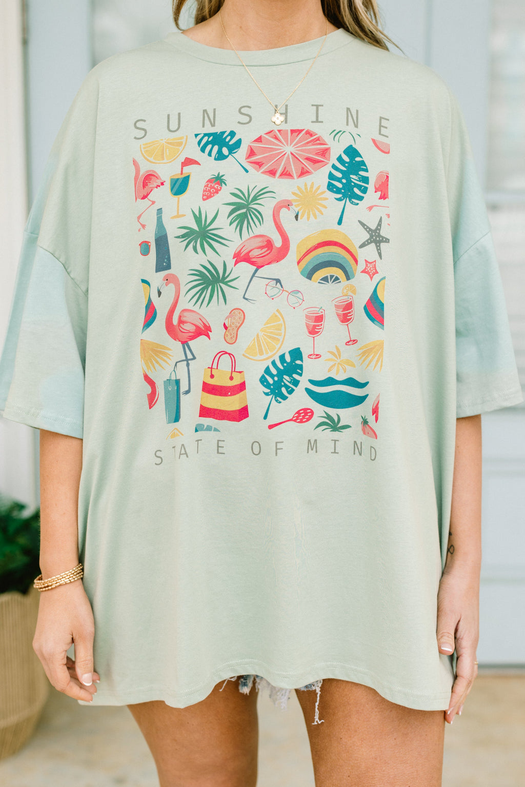 Summer State Of Mind Boyfriend Tee, Light Sage