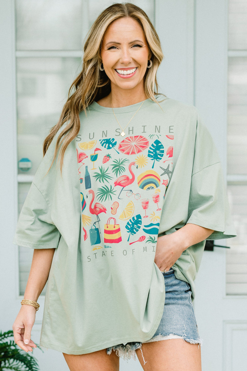 Summer State Of Mind Boyfriend Tee, Light Sage