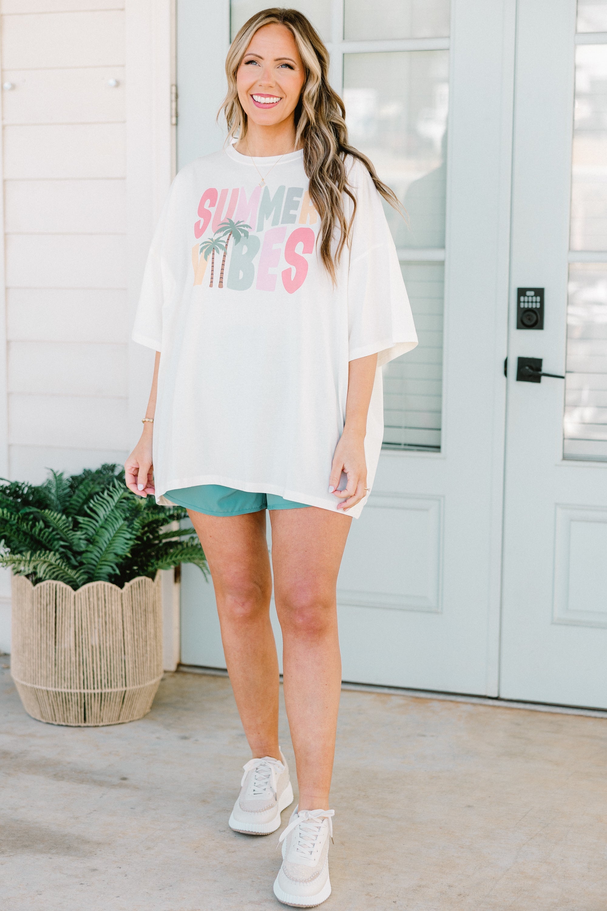 Summer Vibes Boyfriend Tee, Ivory