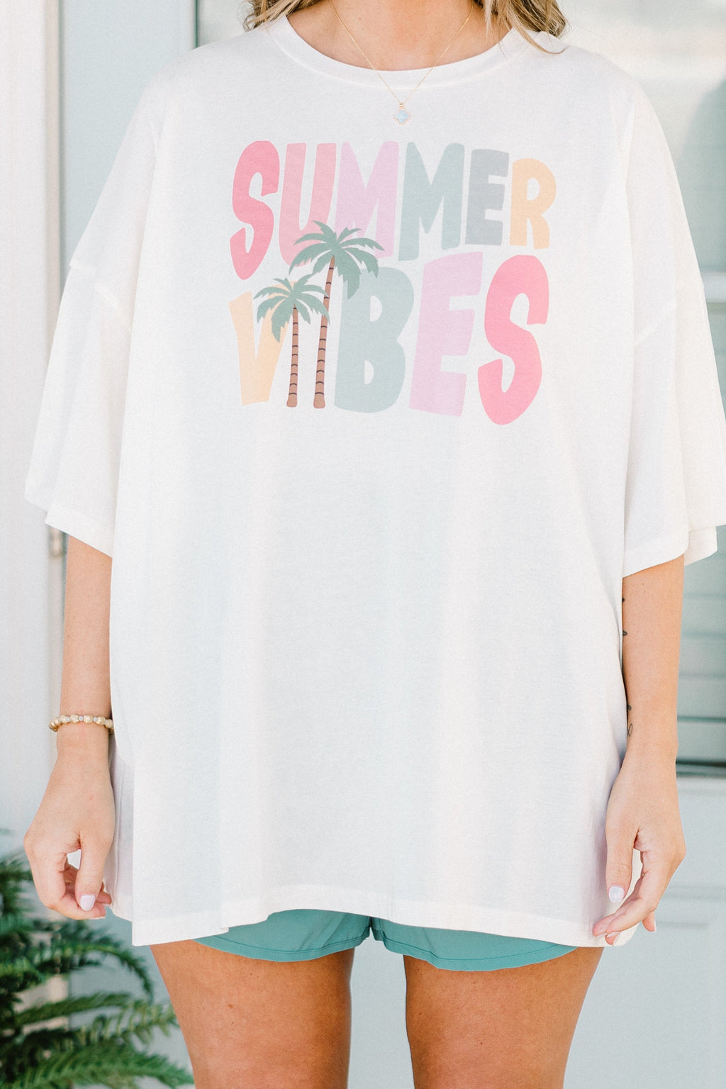 Summer Vibes Boyfriend Tee, Ivory