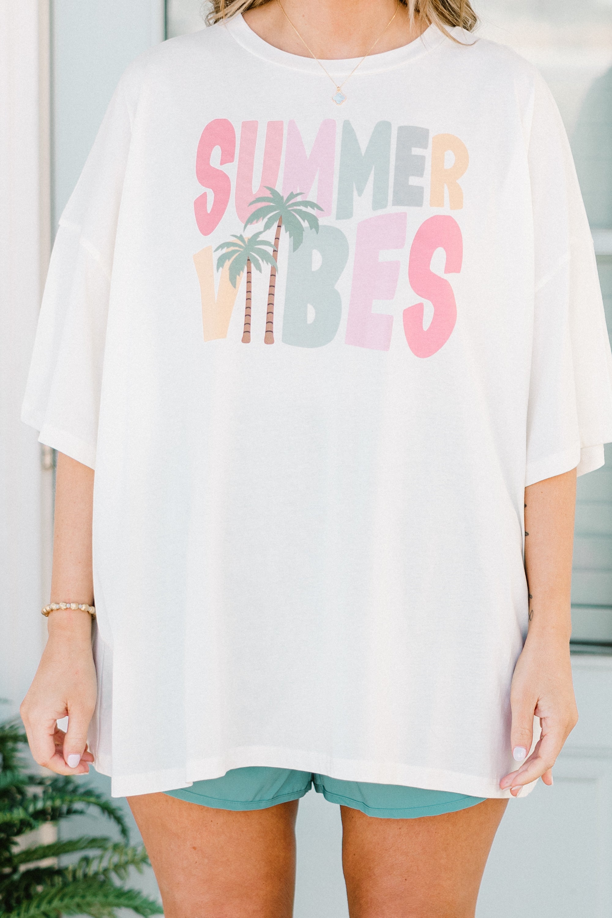 Summer Vibes Boyfriend Tee, Ivory