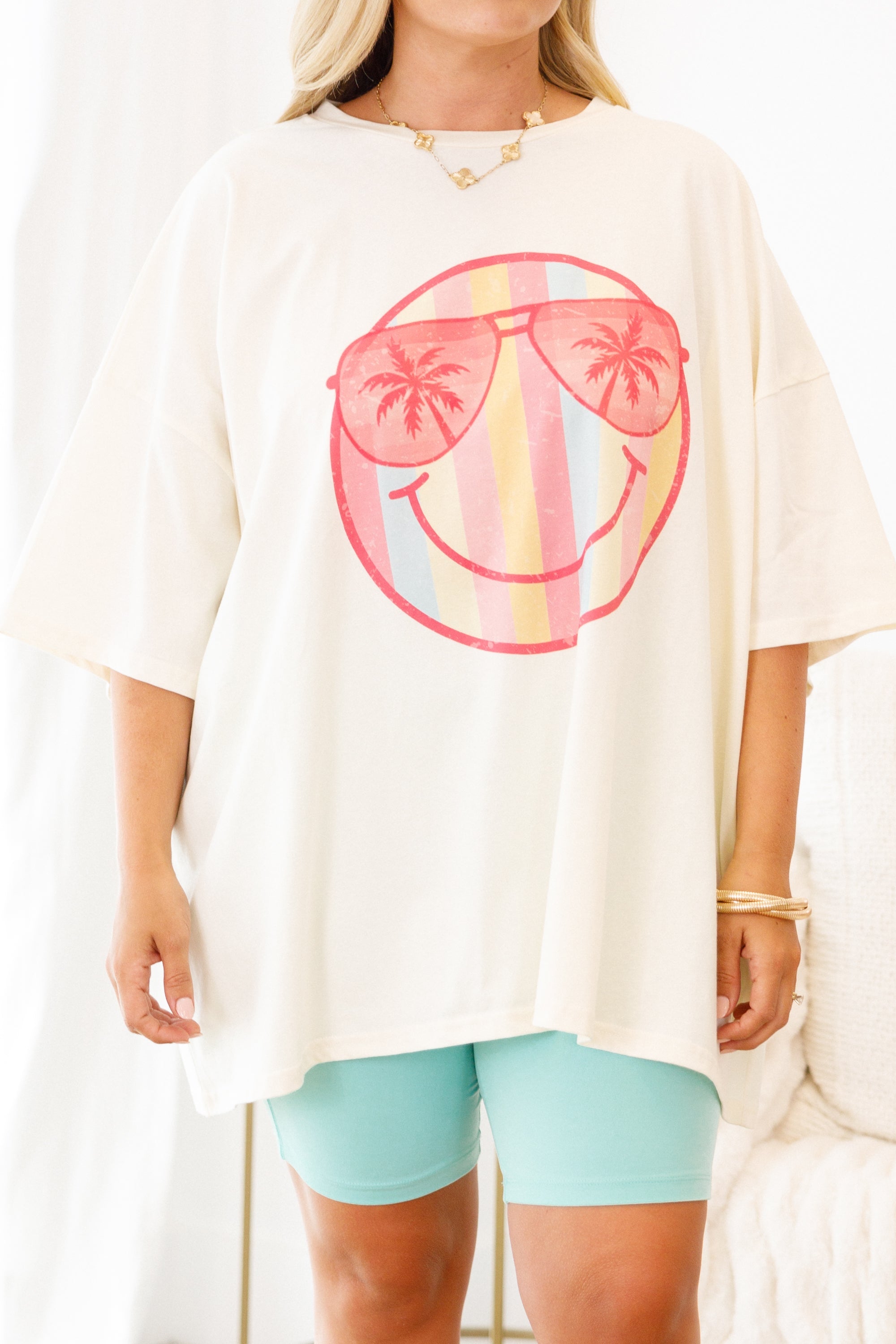 Summer of Stripes Boyfriend Tee, Ivory