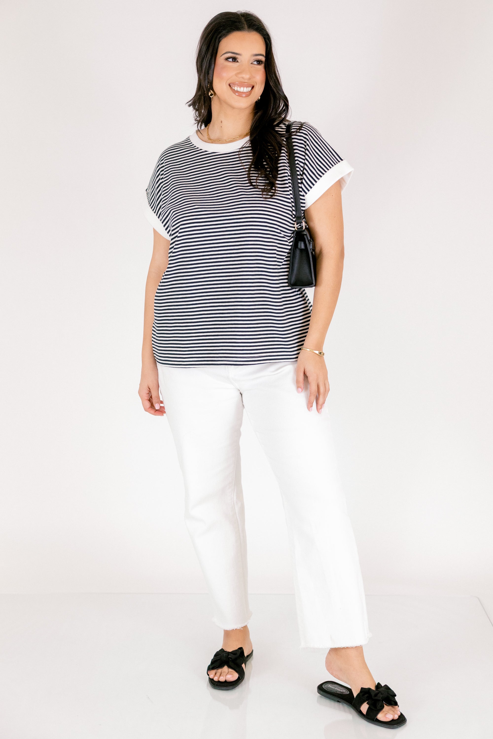 Sunday Stroll Tee, White/Black