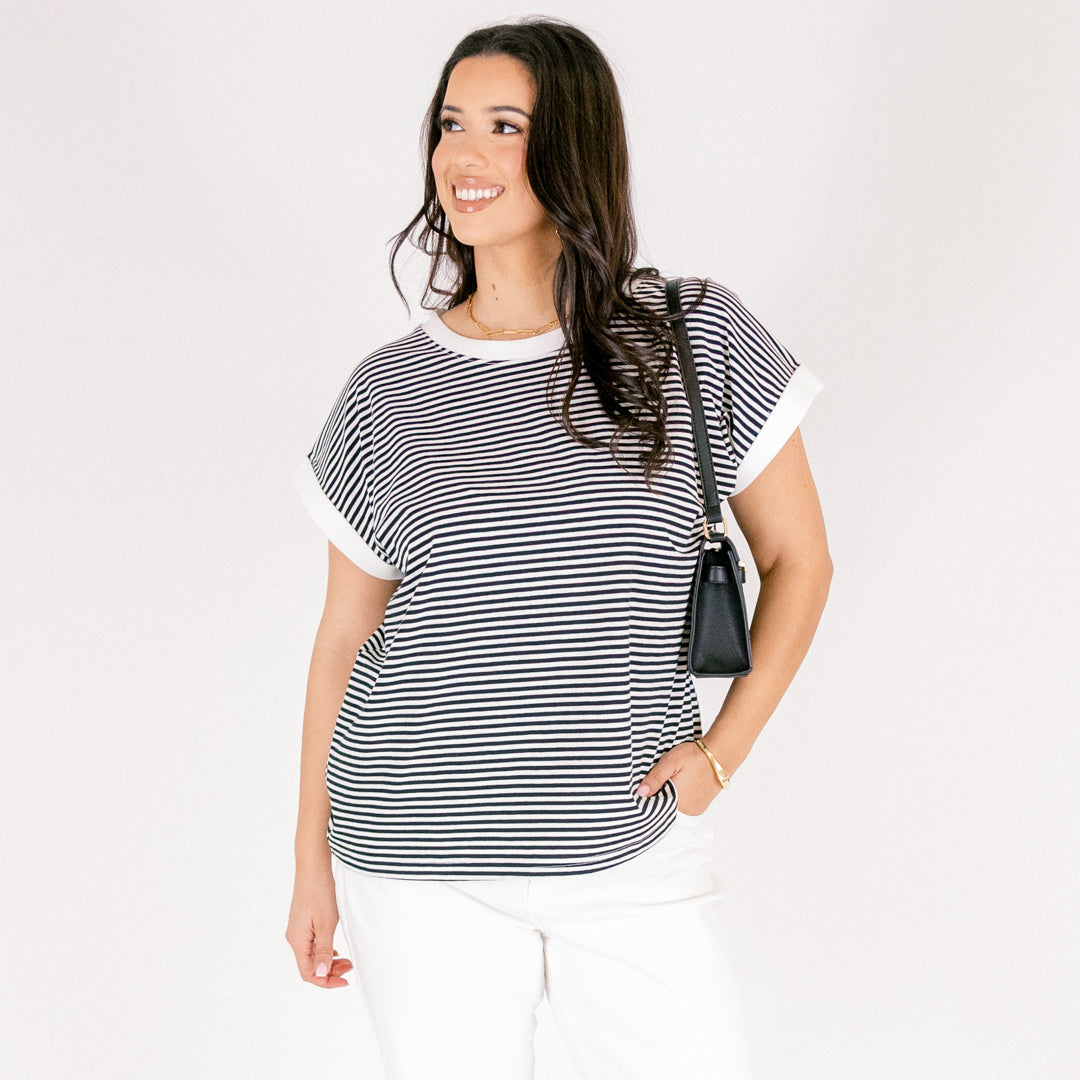 Sunday Stroll Tee, White/Black