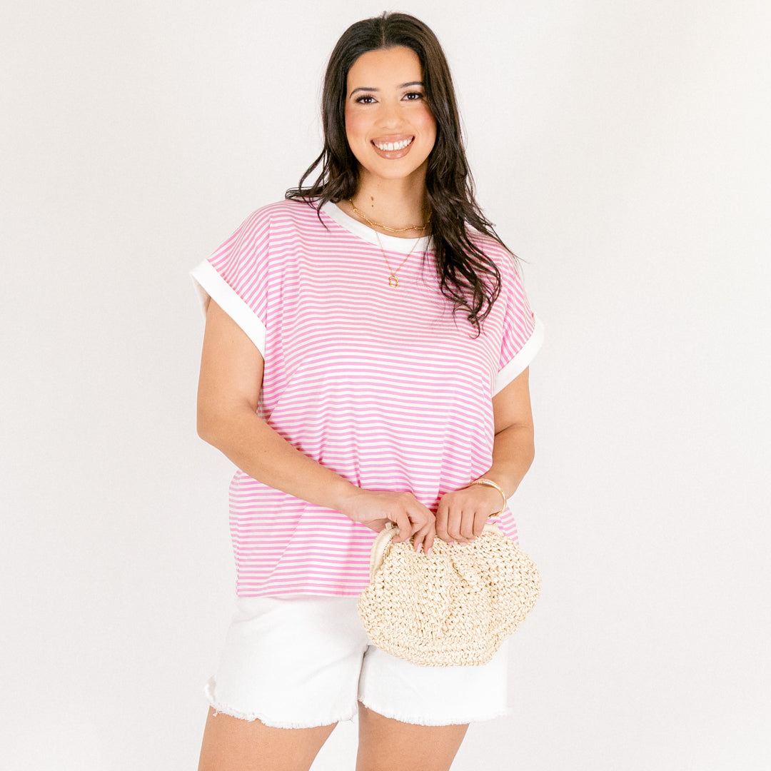 Sunday Stroll Tee, Bubble Gum Pink