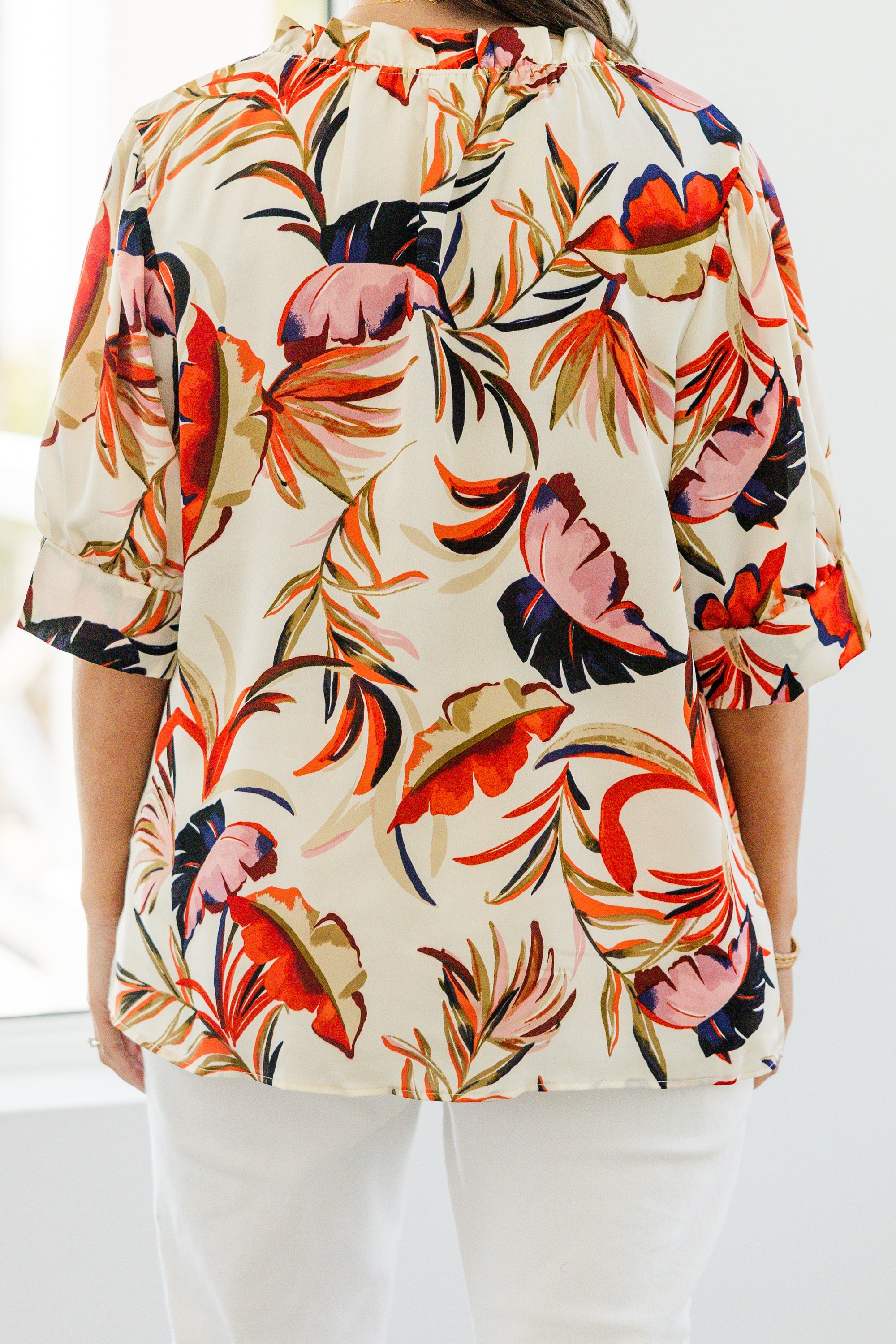 Sunny Afternoon Blouse, Ivory-Red