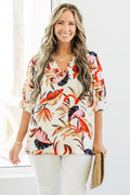 Sunny Afternoon Blouse, Ivory-Red