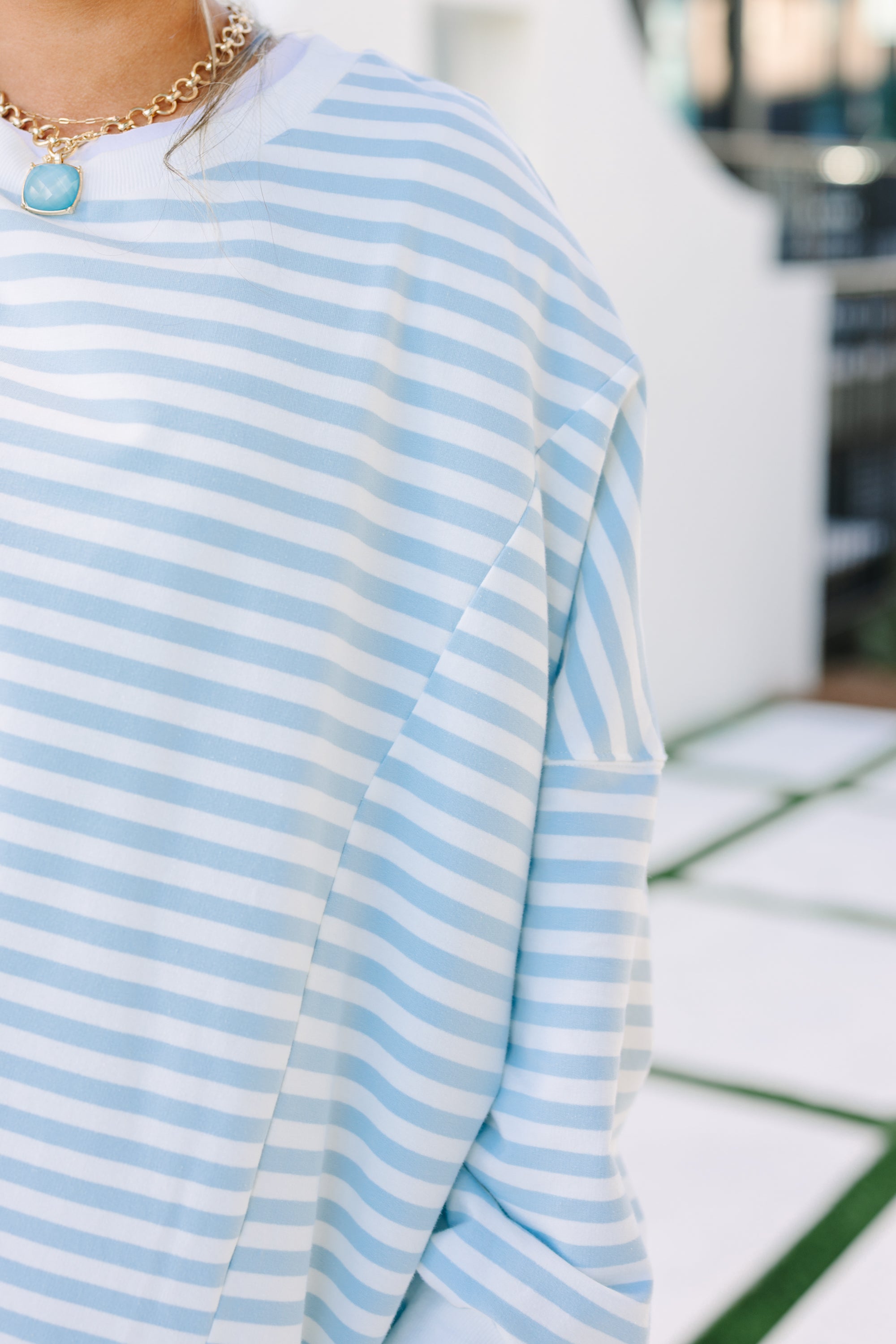 Sunset Glow Pullover, Blue Stripe