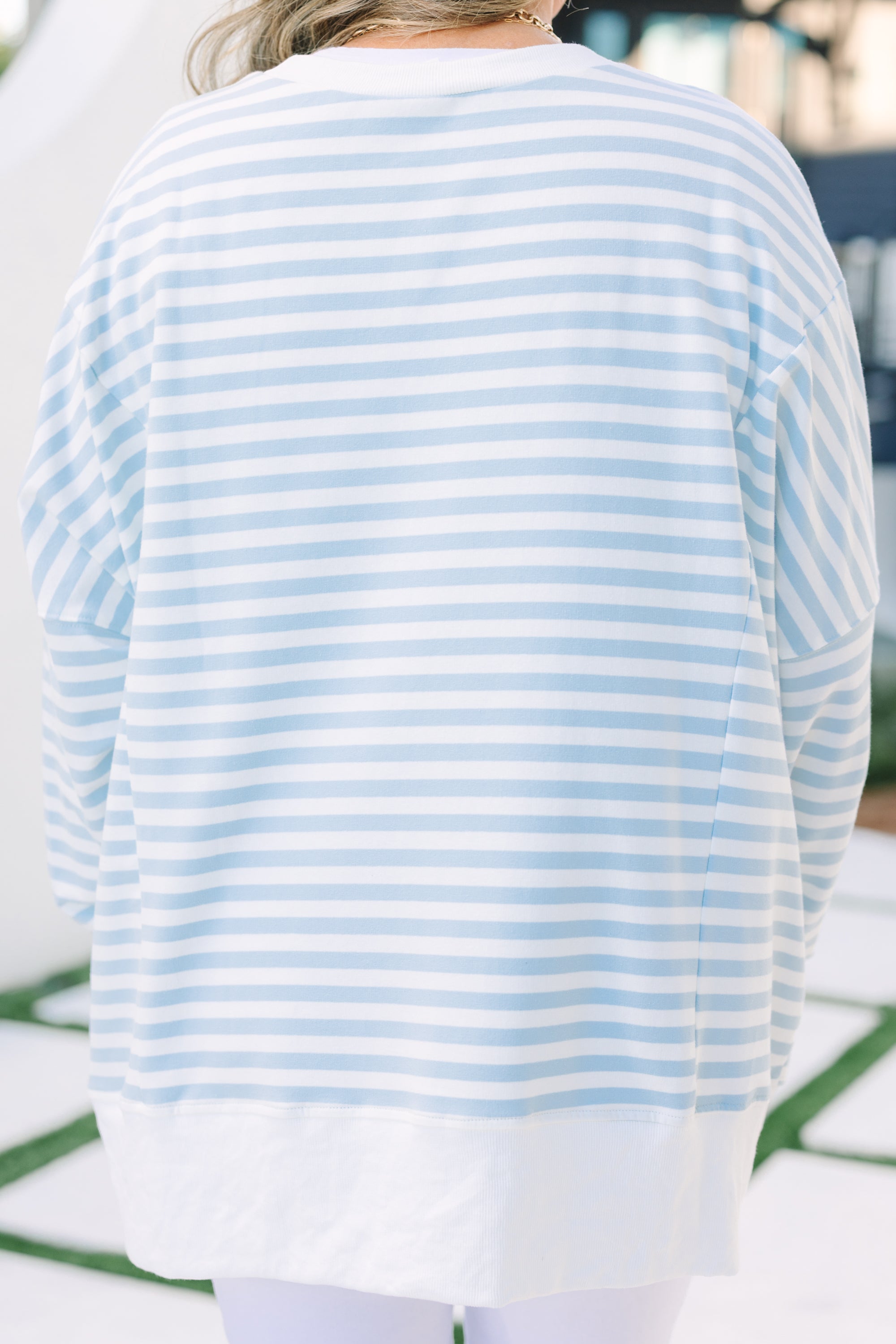 Sunset Glow Pullover, Blue Stripe