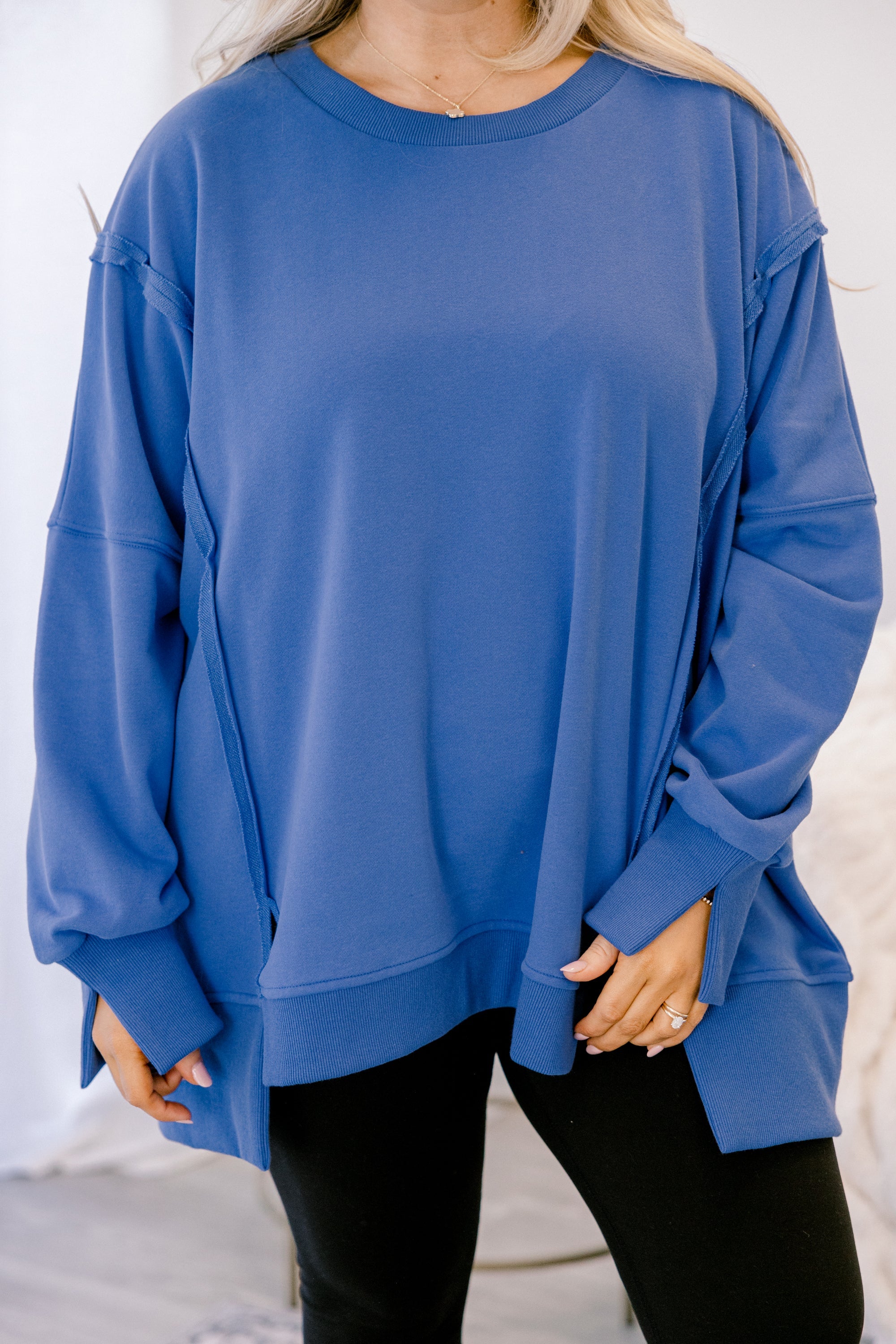 Sunset Glow Pullover, Bright Blue