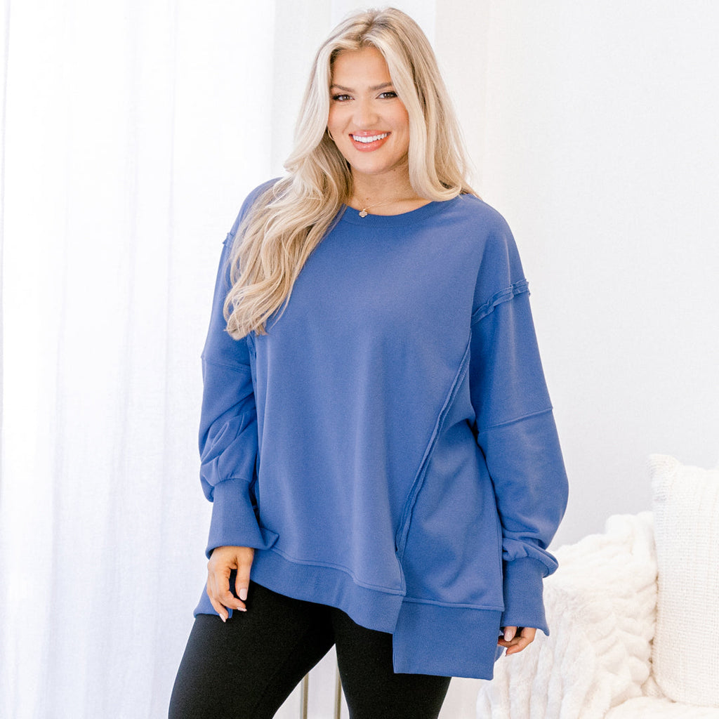 Sunset Glow Pullover, Bright Blue