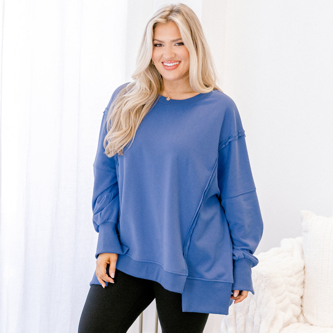 Sunset Glow Pullover, Bright Blue