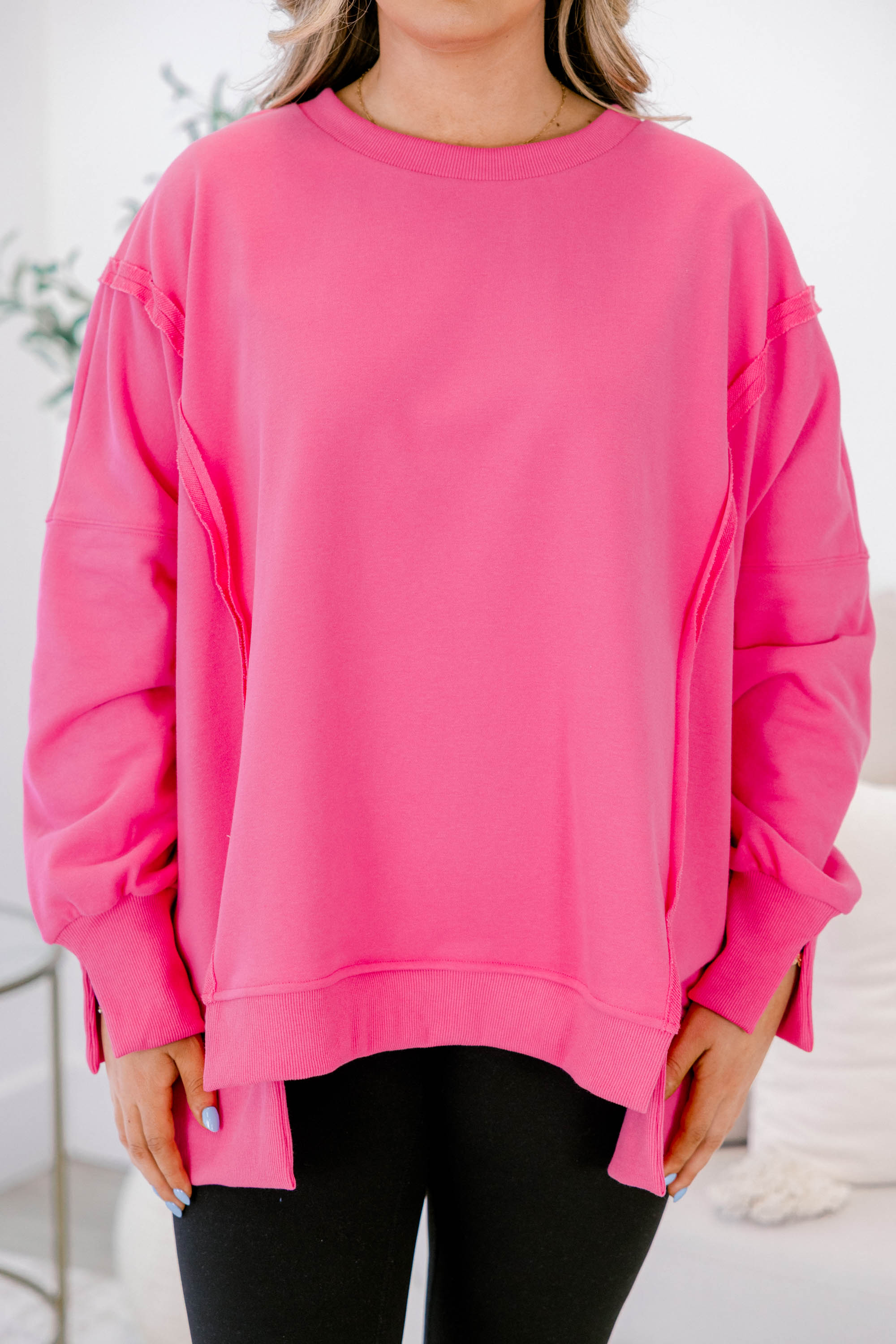 Sunset Glow Pullover, Bright Pink