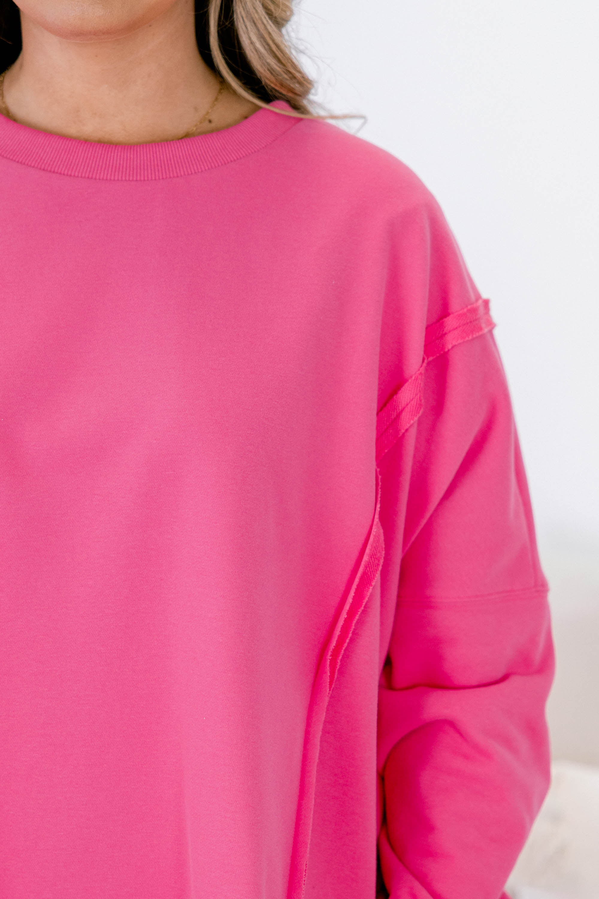 Sunset Glow Pullover, Bright Pink