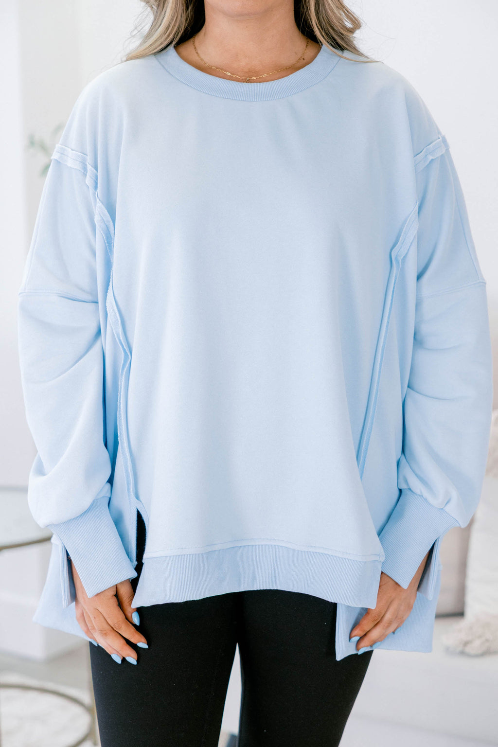 Sunset Glow Pullover, Light Blue