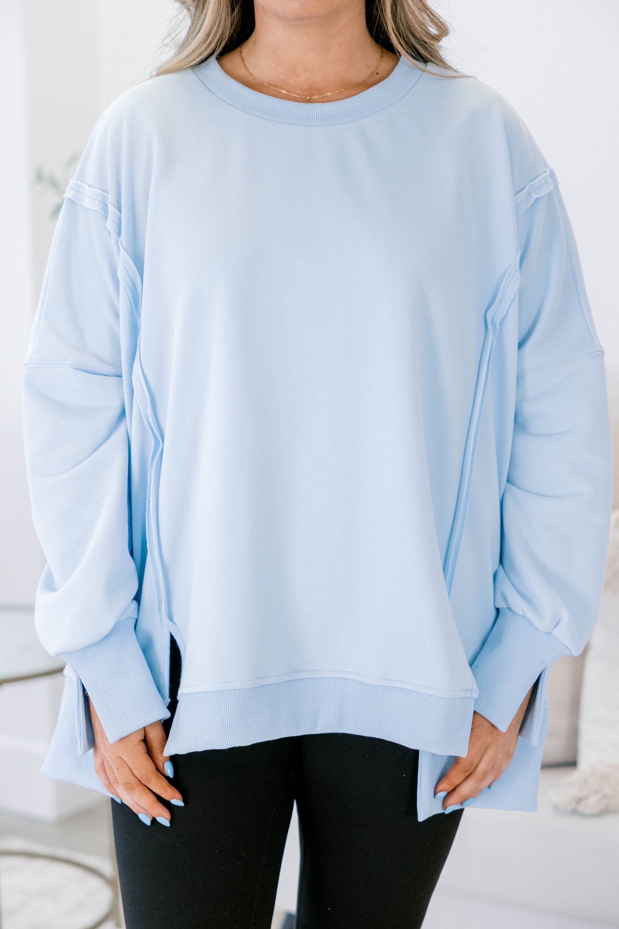 Sunset Glow Pullover, Light Blue