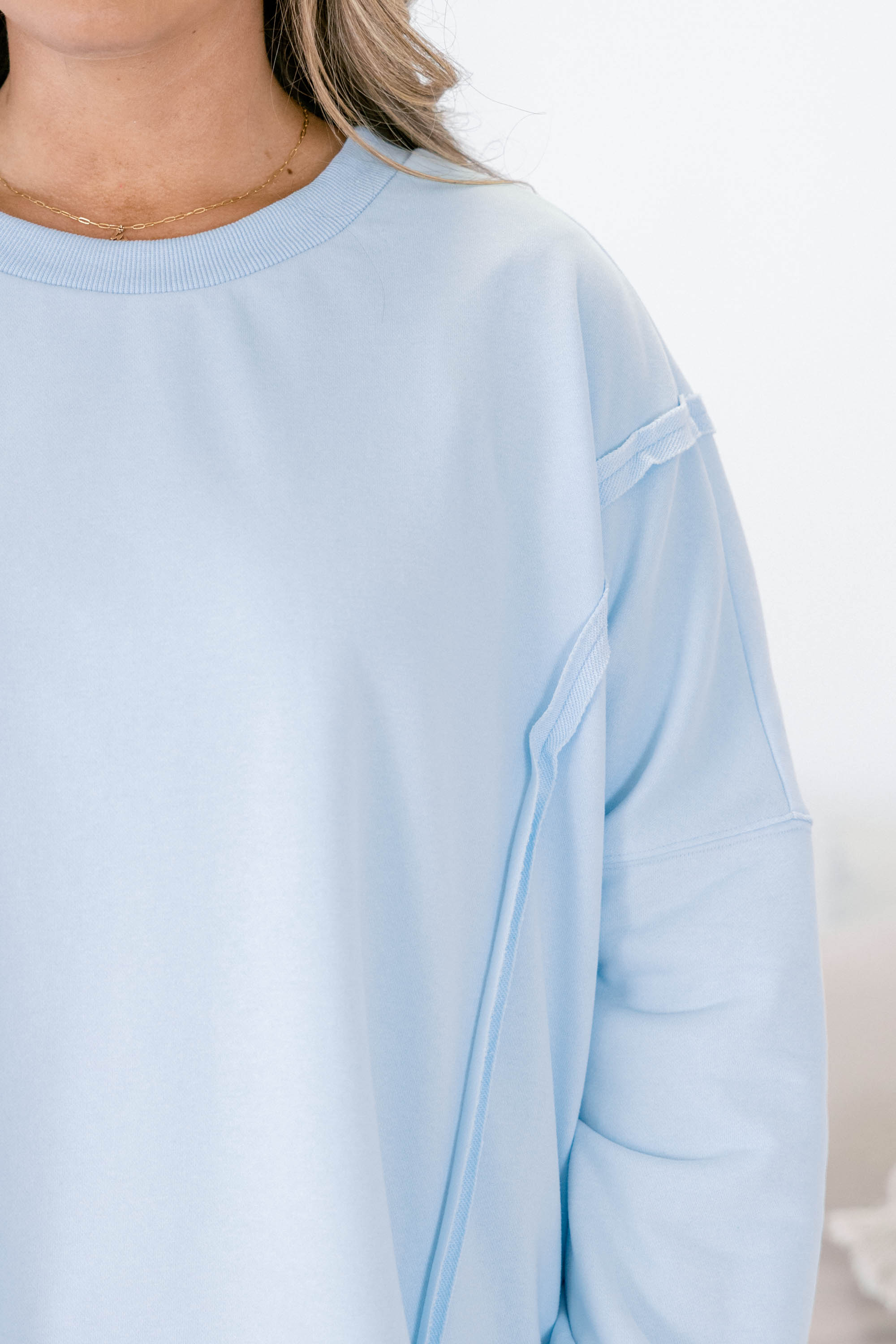 Sunset Glow Pullover, Light Blue