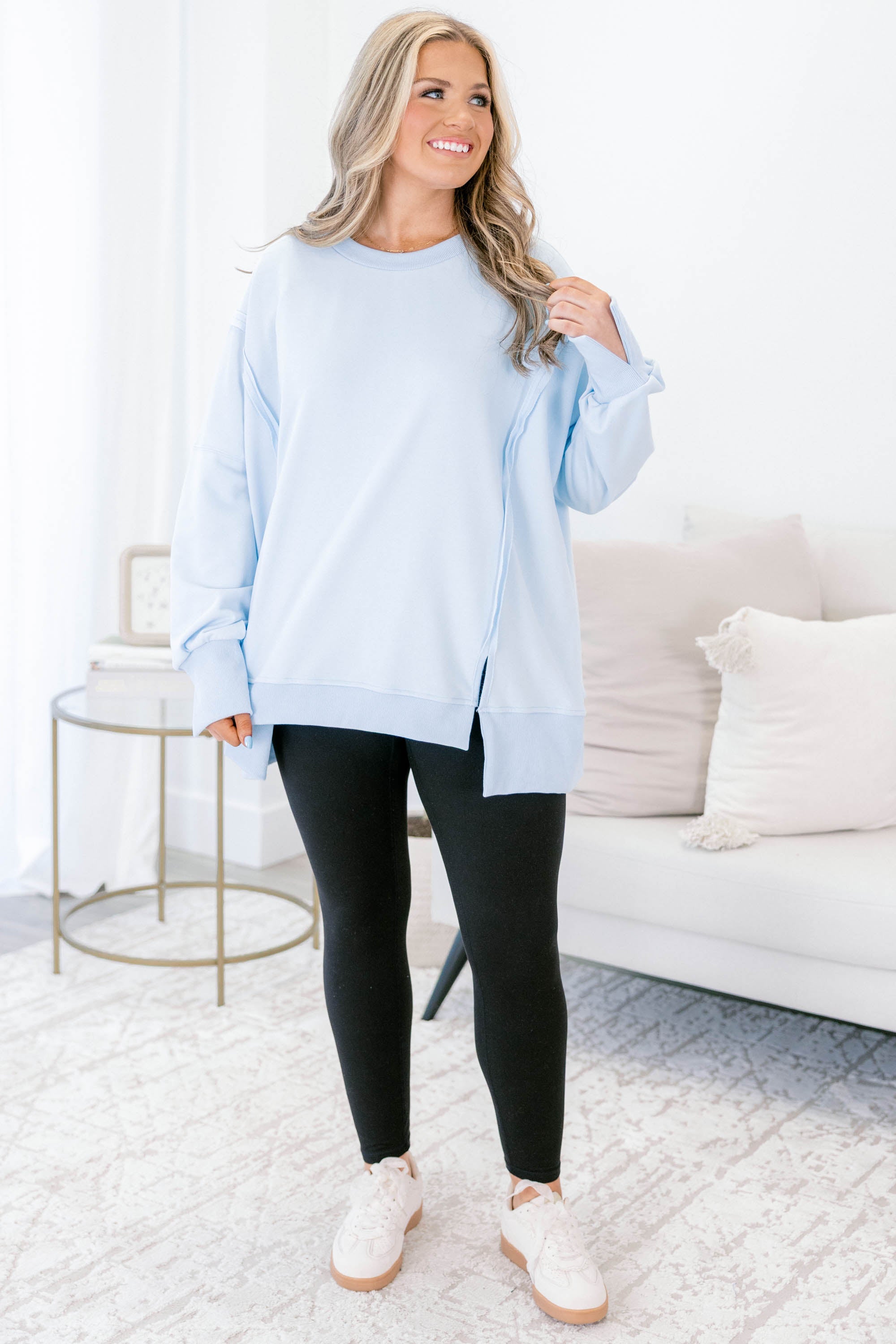 Sunset Glow Pullover, Light Blue