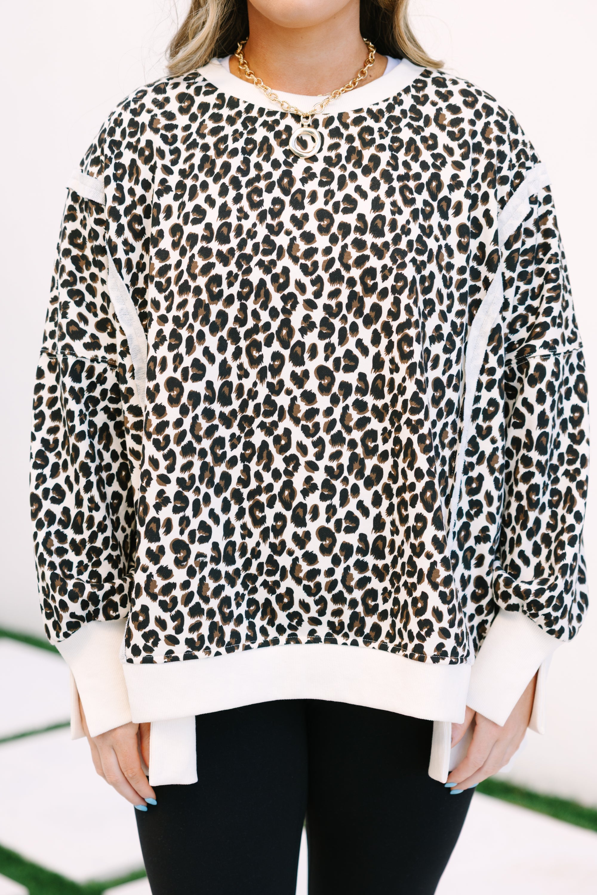 Sunset Glow Pullover, Light Leopard