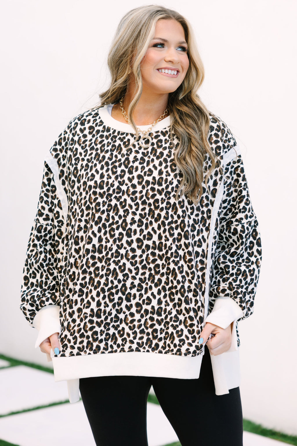 Sunset Glow Pullover, Light Leopard