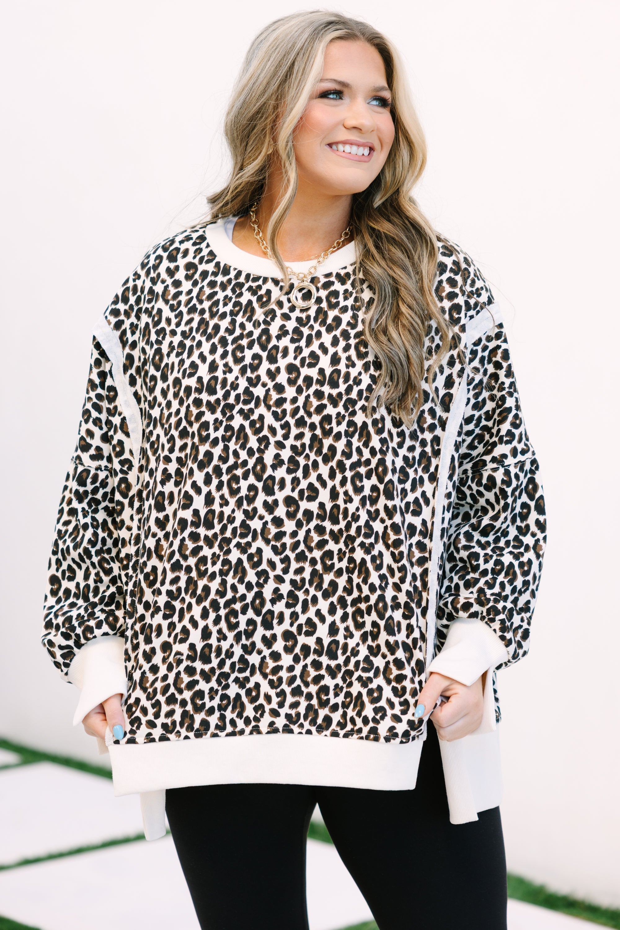 Sunset Glow Pullover, Light Leopard