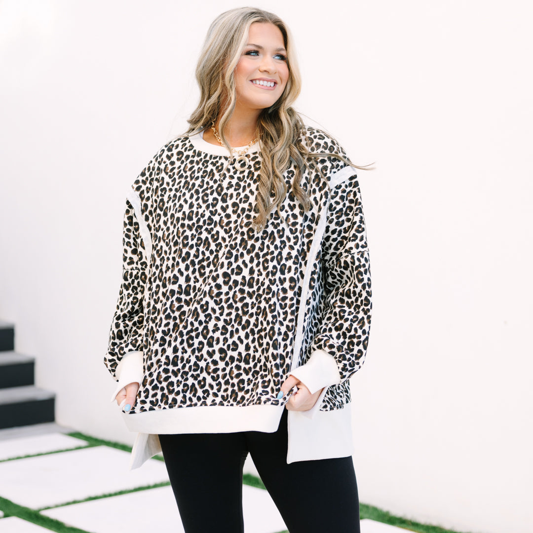 Sunset Glow Pullover, Light Leopard