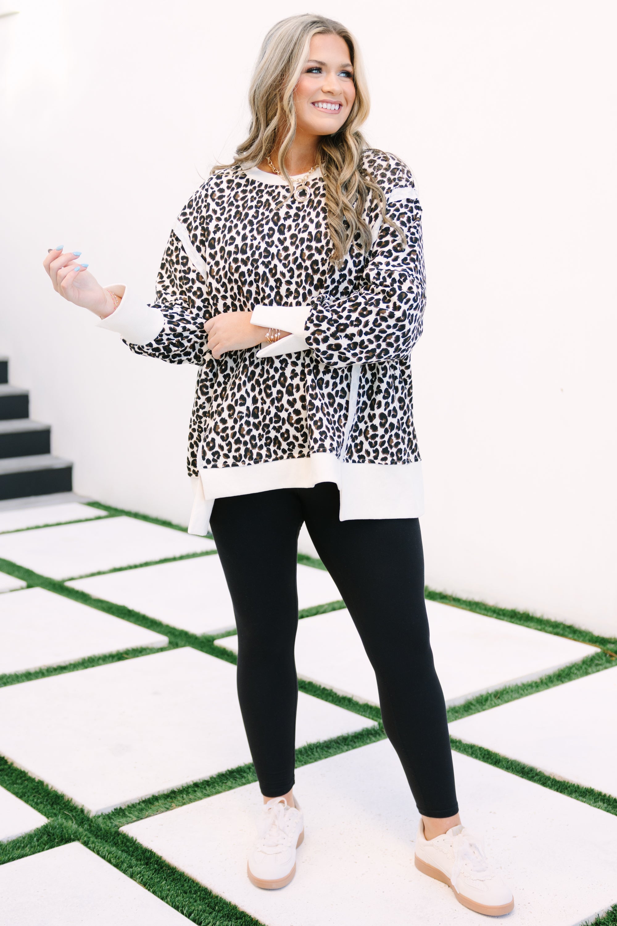 Sunset Glow Pullover, Light Leopard