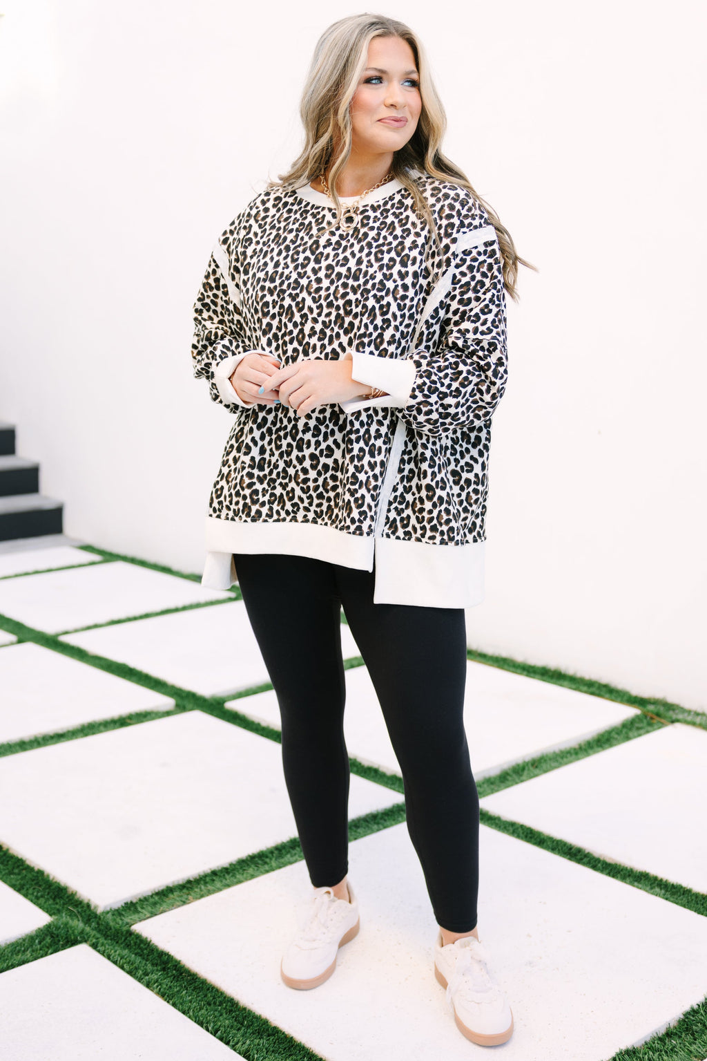 Sunset Glow Pullover, Light Leopard
