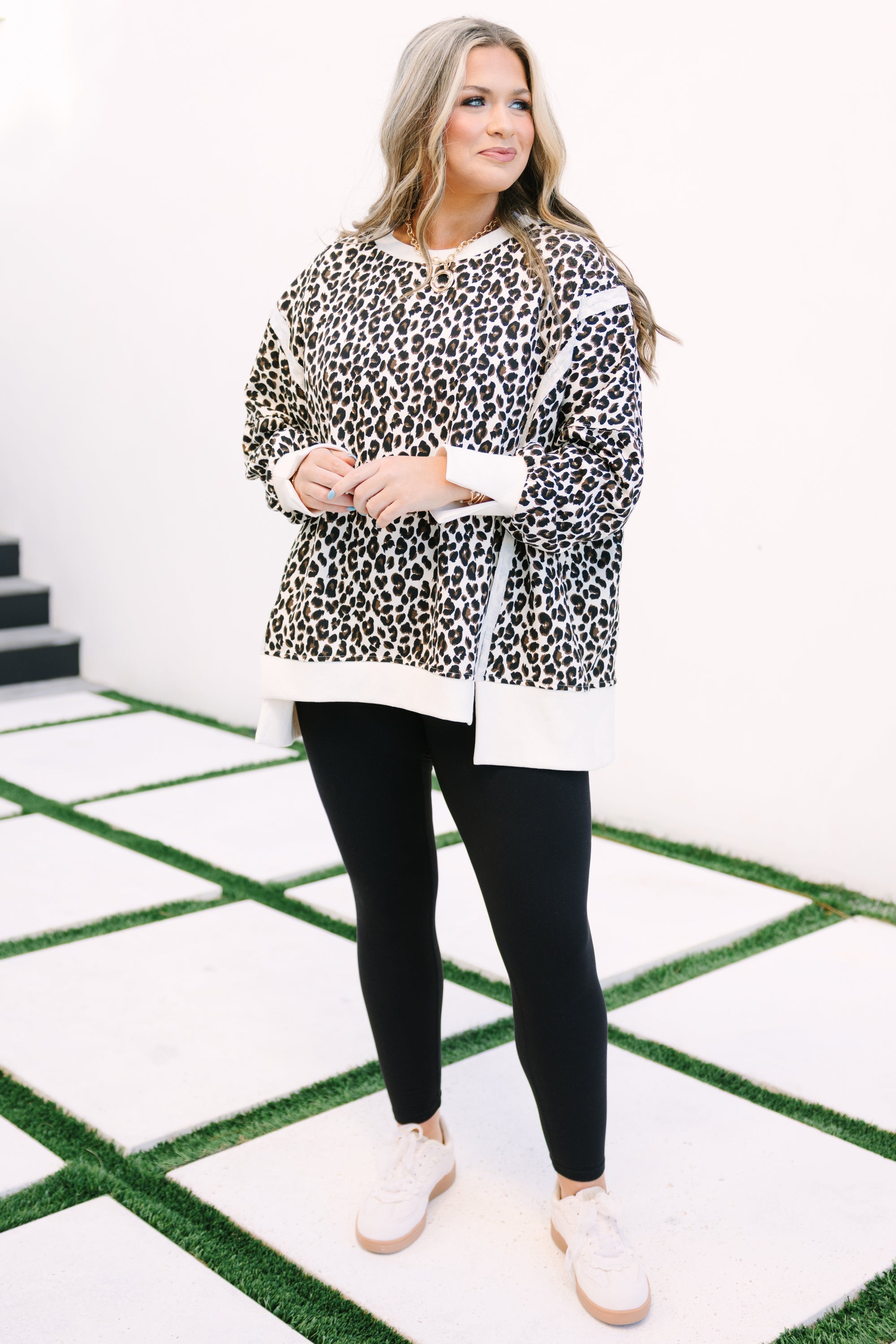 Sunset Glow Pullover, Light Leopard
