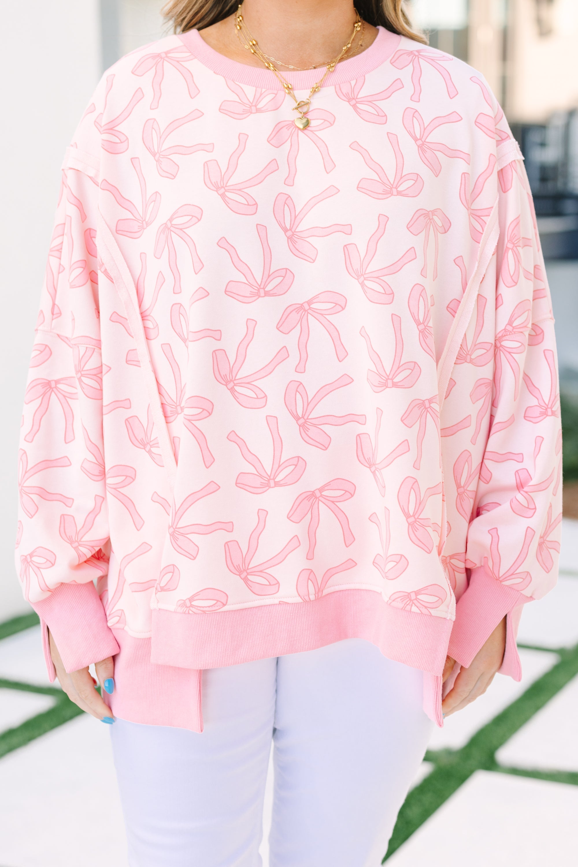 Sunset Glow Pullover, Pink Ribbon