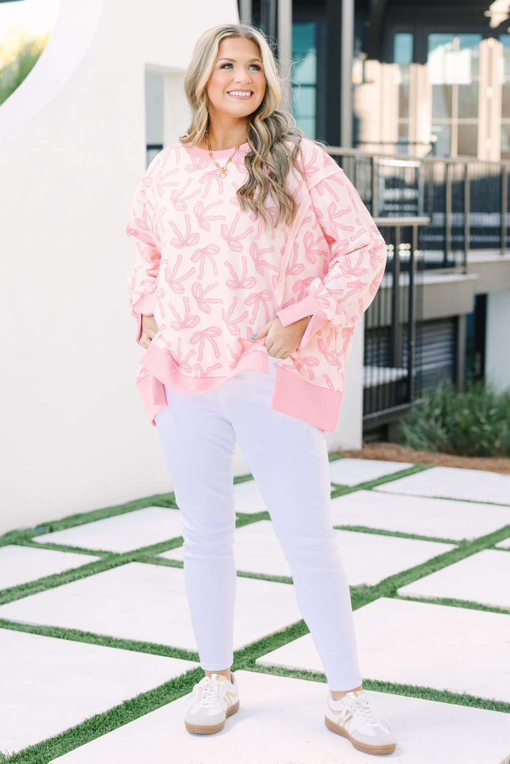 Sunset Glow Pullover, Pink Ribbon