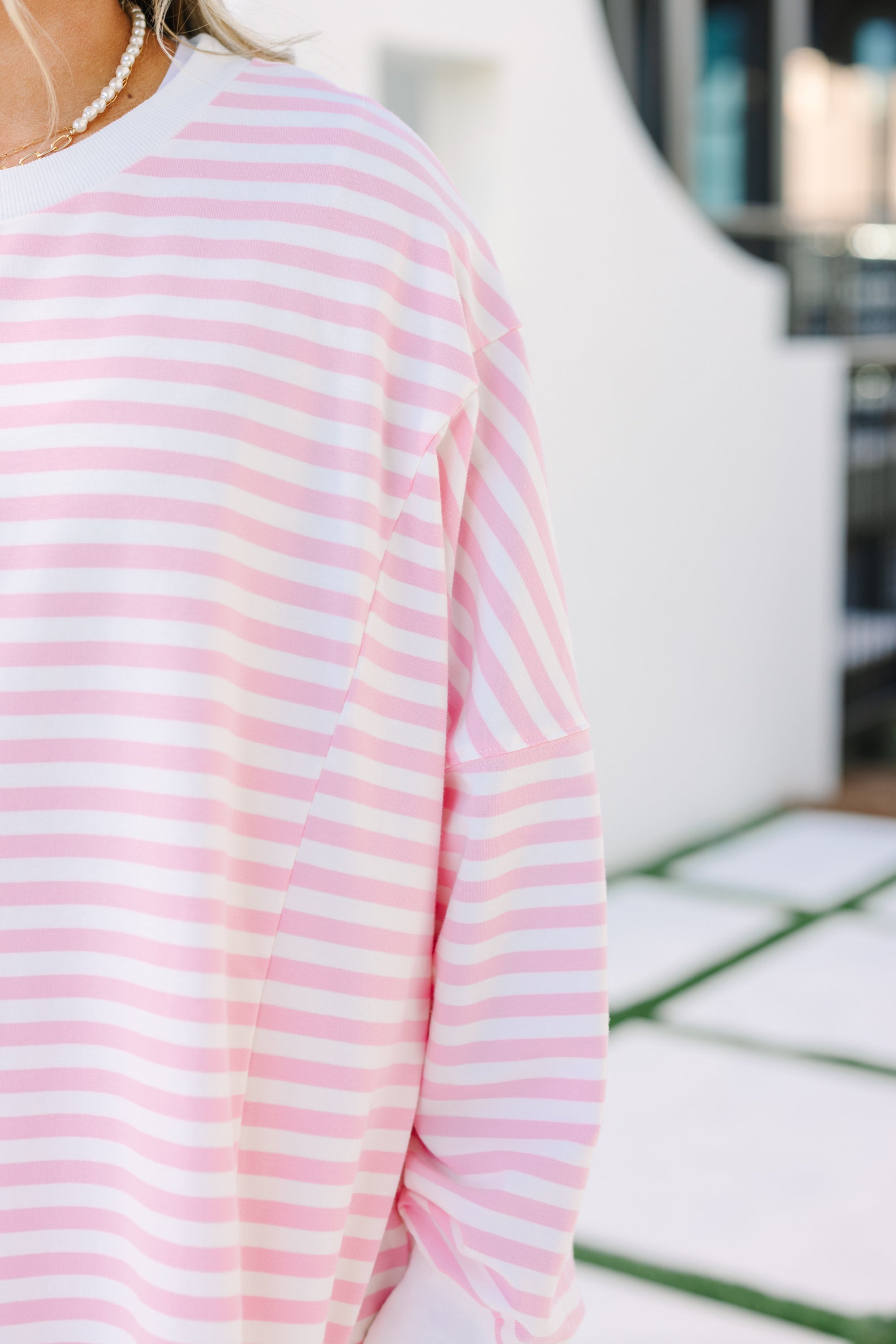 Sunset Glow Pullover, Pink Stripe