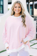 Sunset Glow Pullover, Pink Stripe