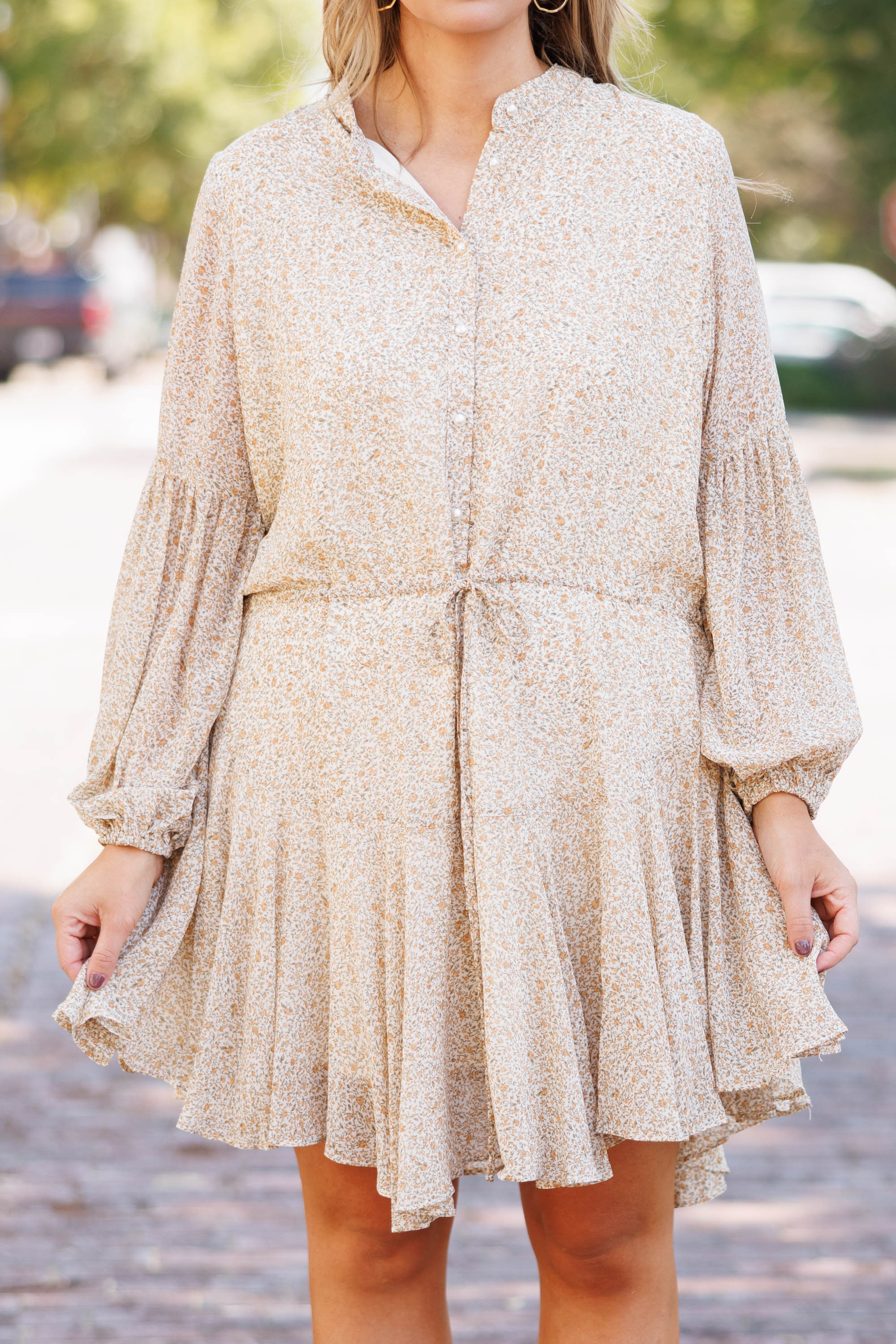 Sunset Kisses Dress, Cream Gold