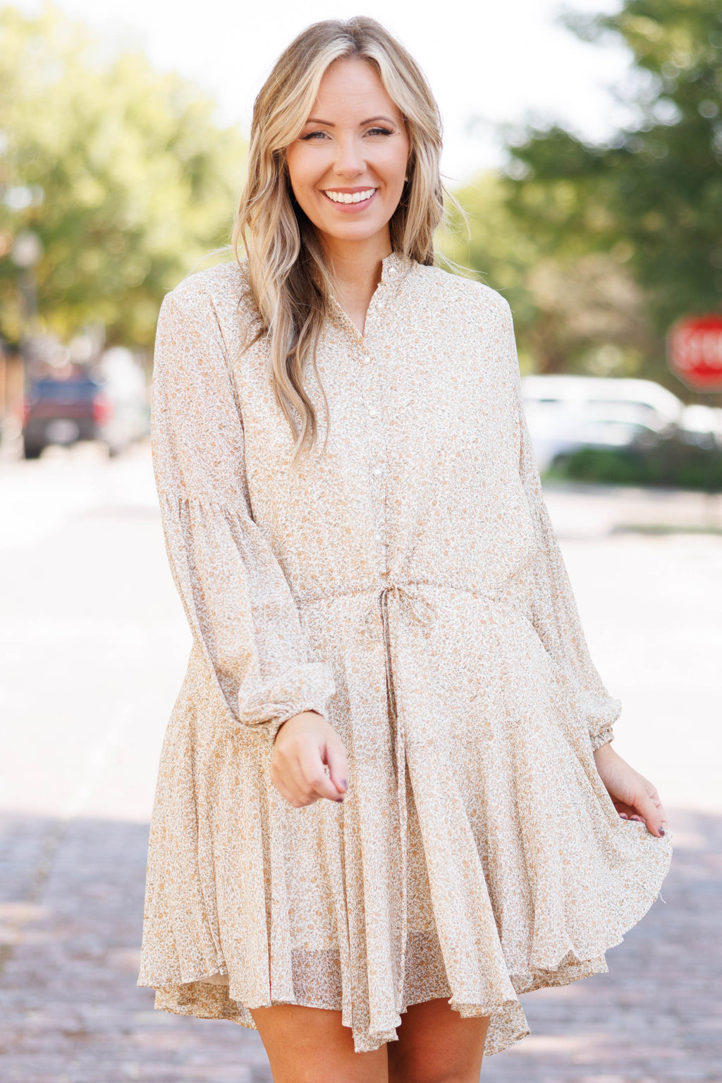 Sunset Kisses Dress, Cream Gold