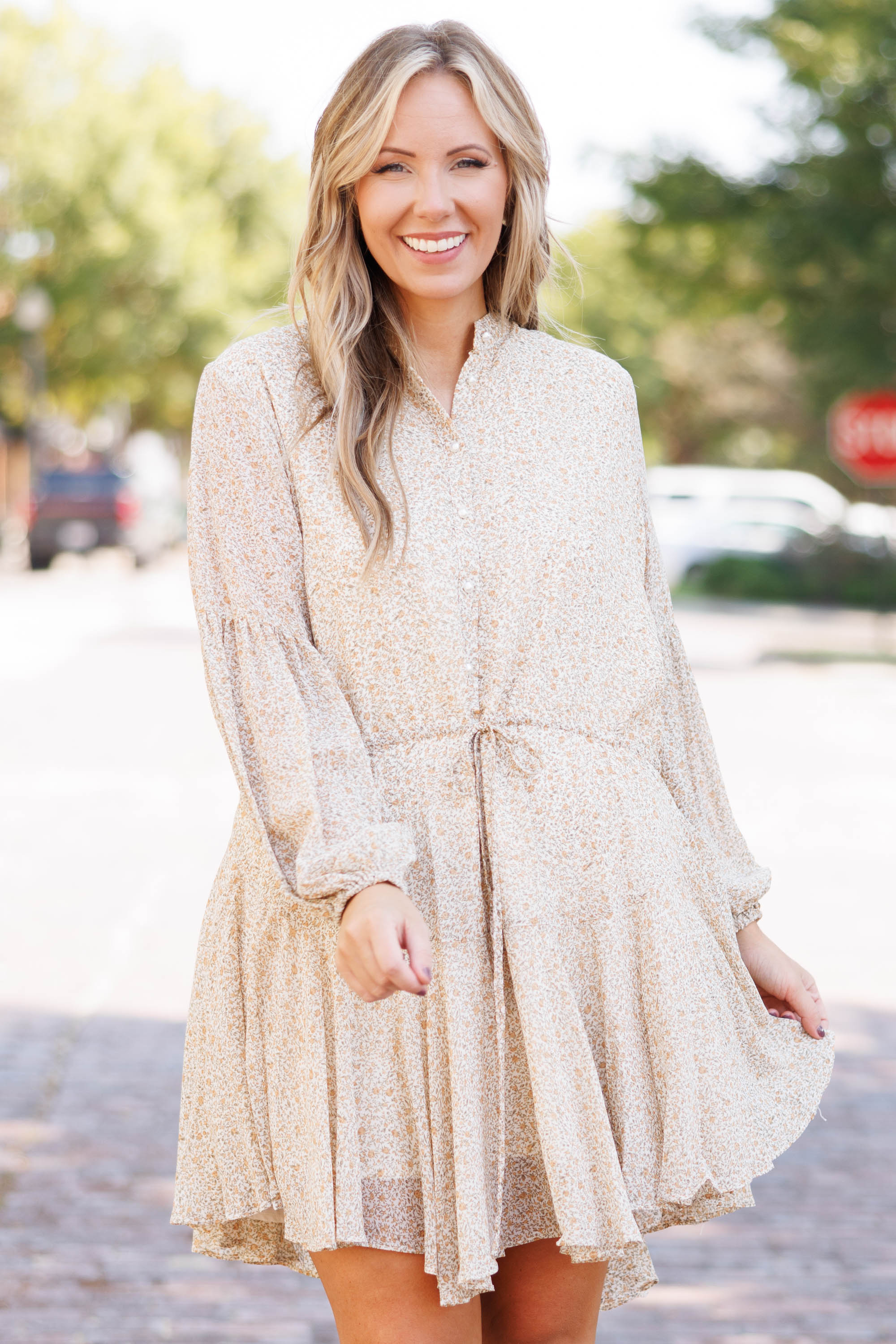 Sunset Kisses Dress, Cream Gold