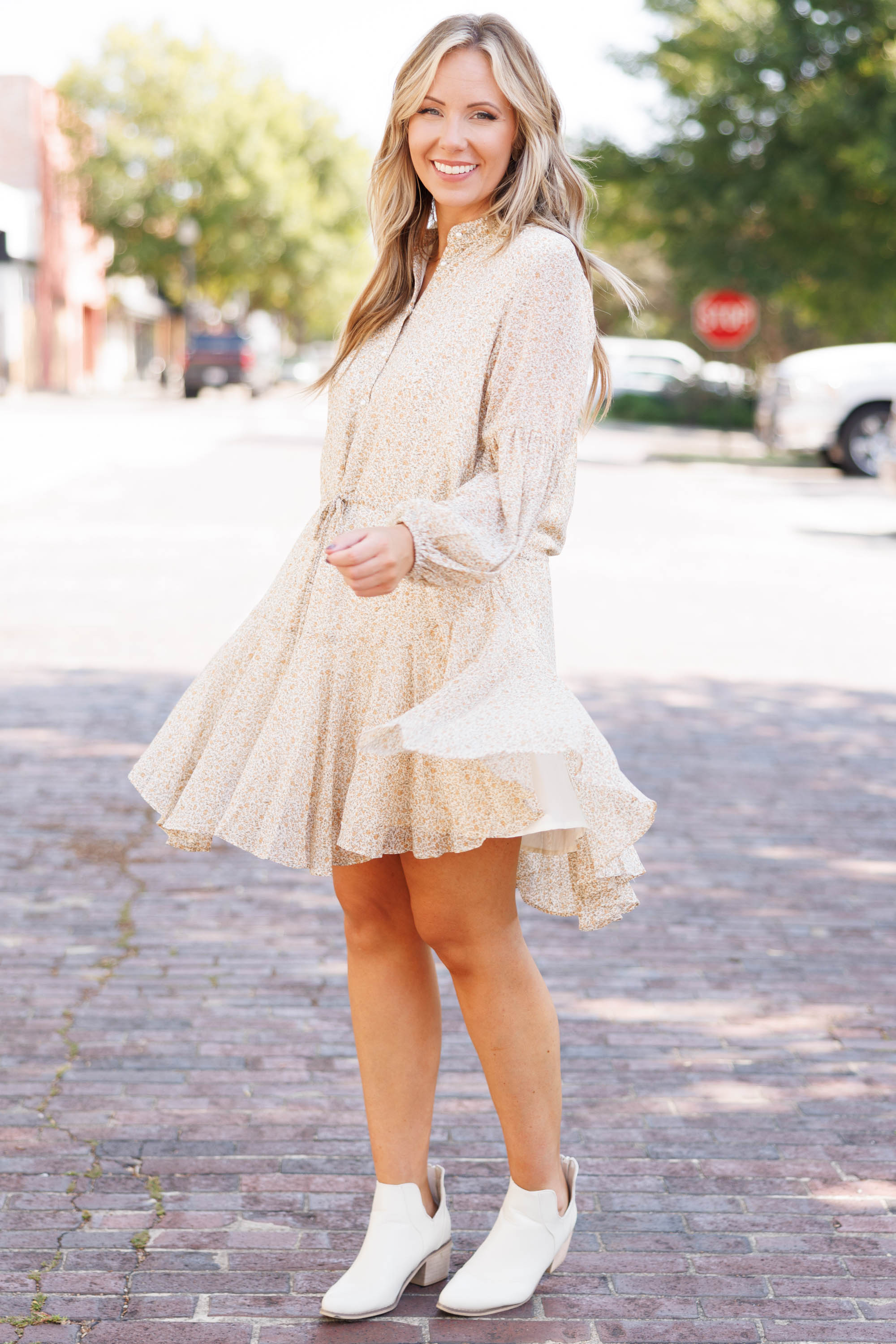 Sunset Kisses Dress, Cream Gold