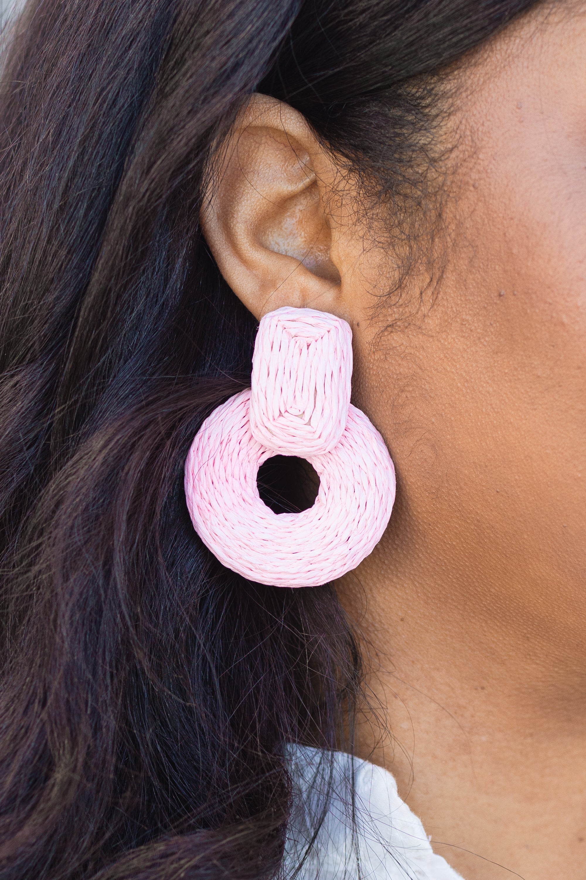 Sunset Silhouette Earrings, Light Pink