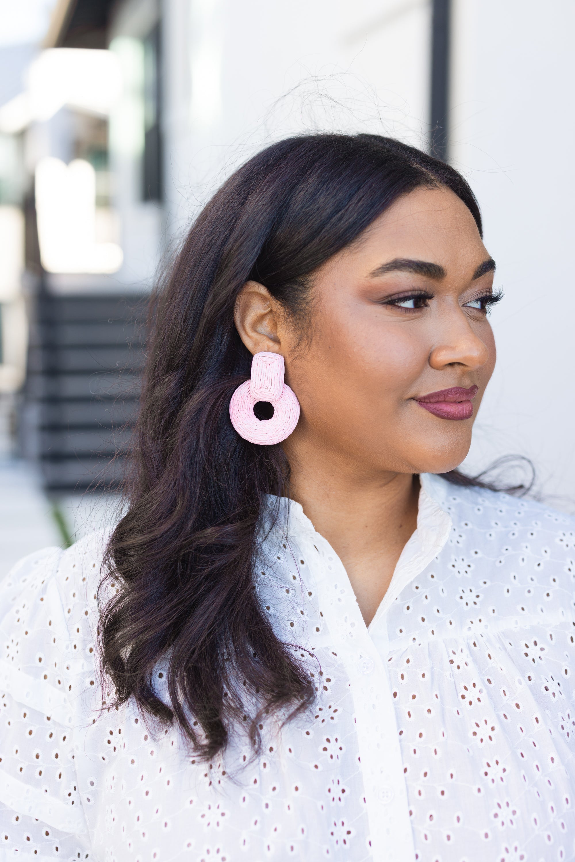 Sunset Silhouette Earrings, Light Pink