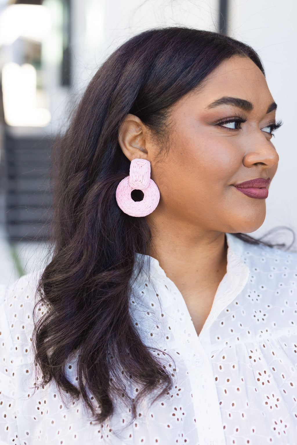 Sunset Silhouette Earrings, Light Pink