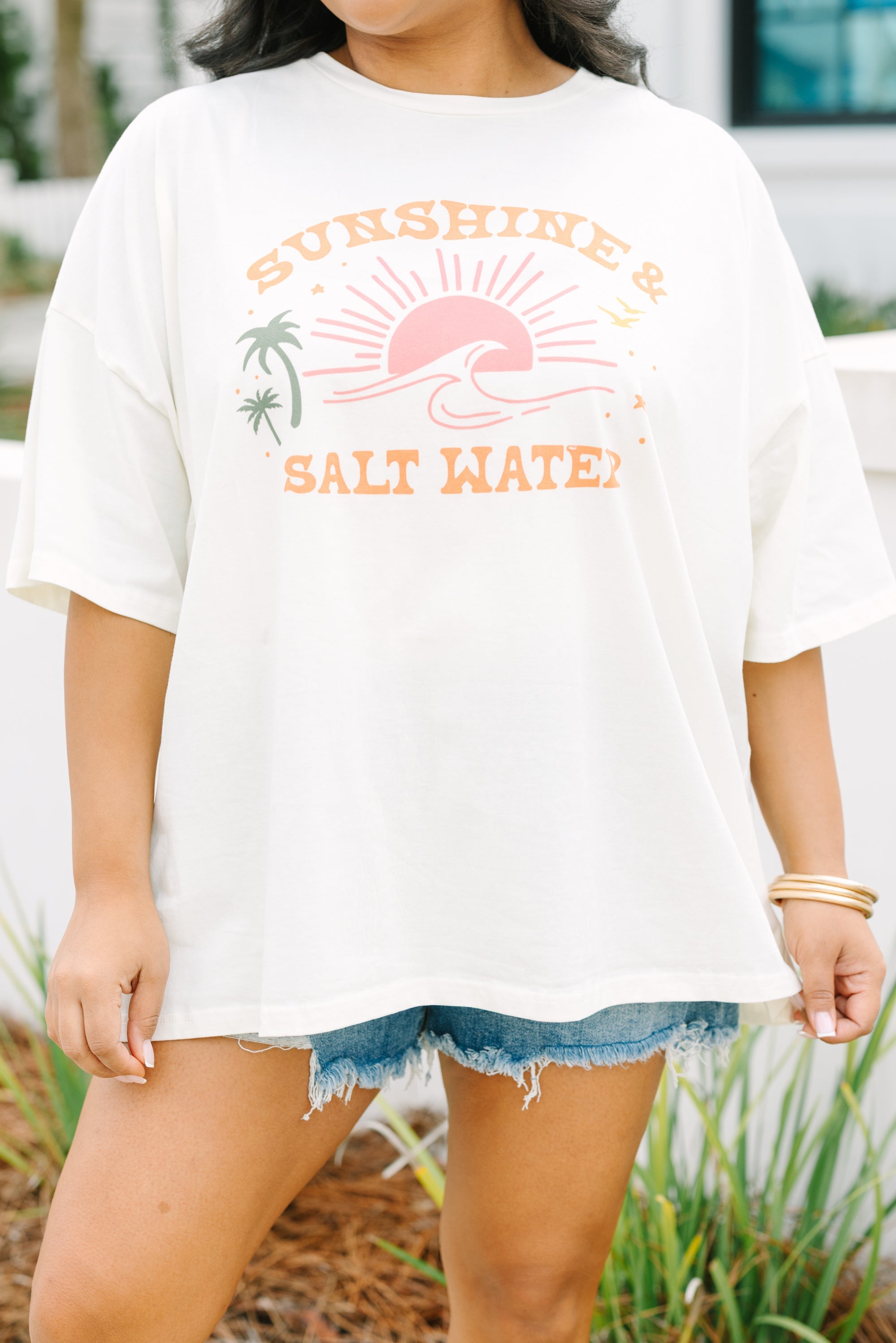Sunshine and Saltwater Boyfriend Tee, Ivory