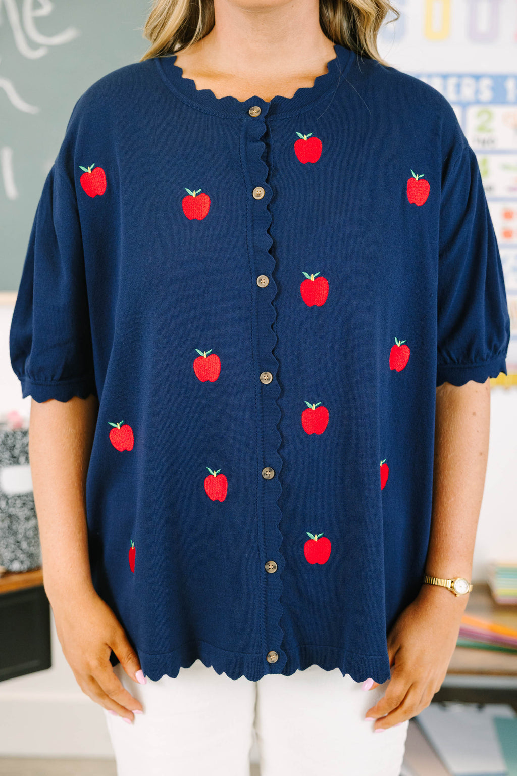 Sweet As An Apple Cardigan, Navy