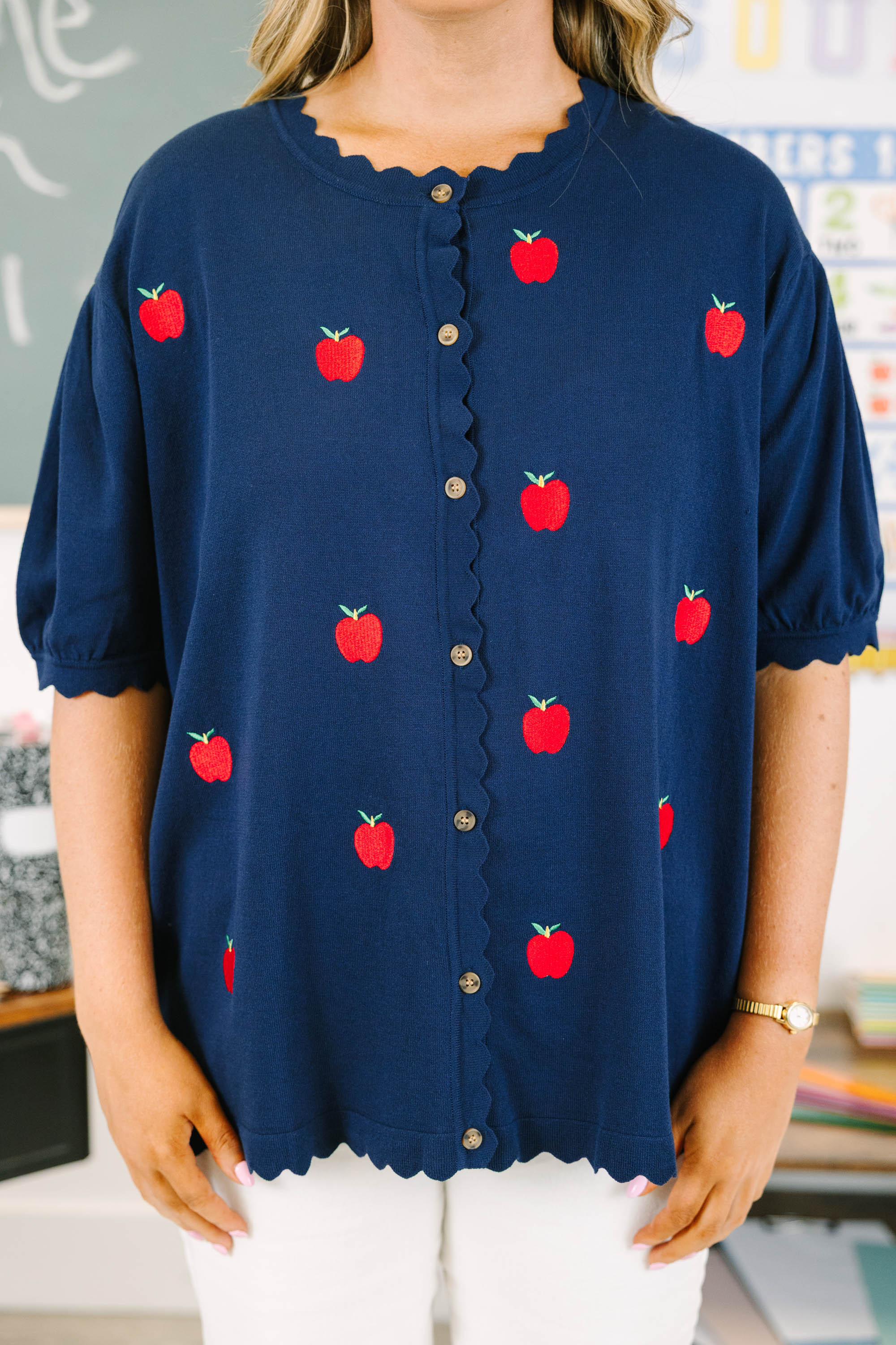 Sweet As An Apple Cardigan, Navy