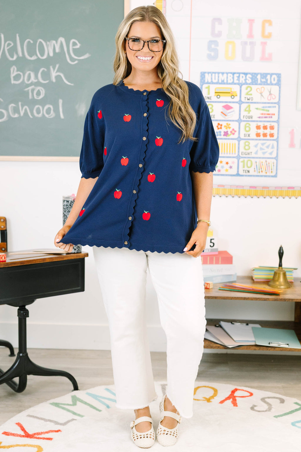 Sweet As An Apple Cardigan, Navy