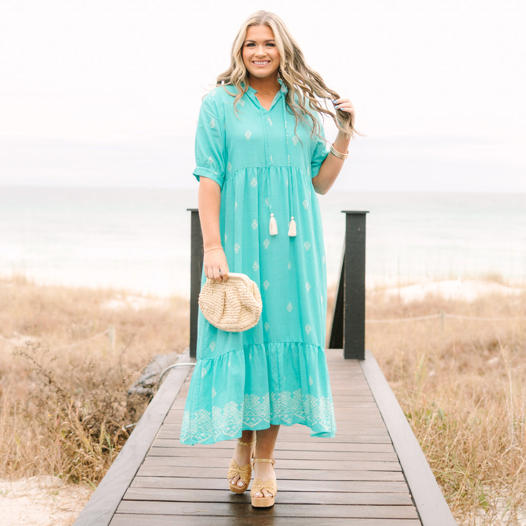 Sweet As Can Be Dress, Turquoise