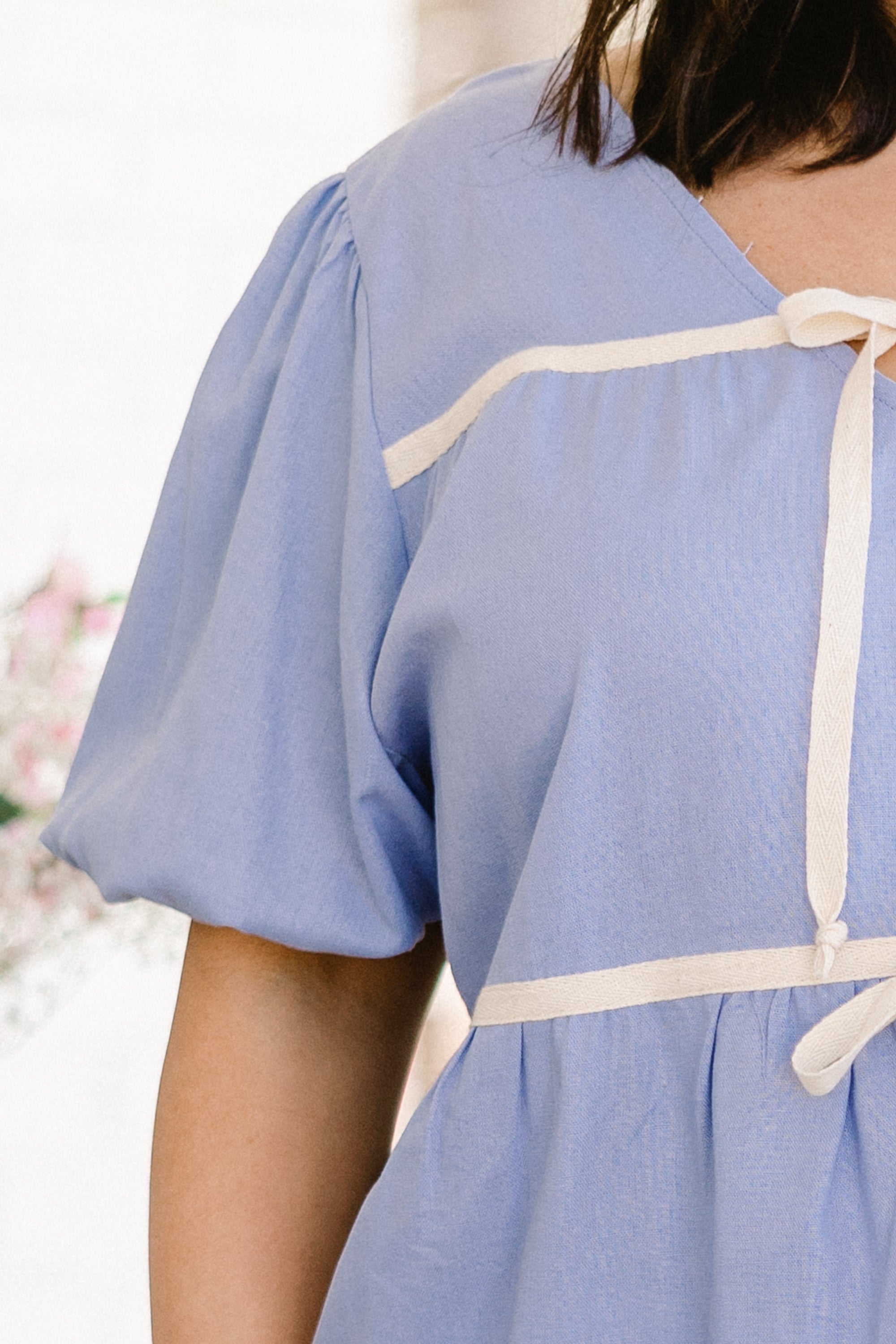 Sweet Bow Babydoll Top, Sky