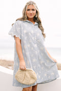 Sweet Breeze Dress, Blue Embroidery