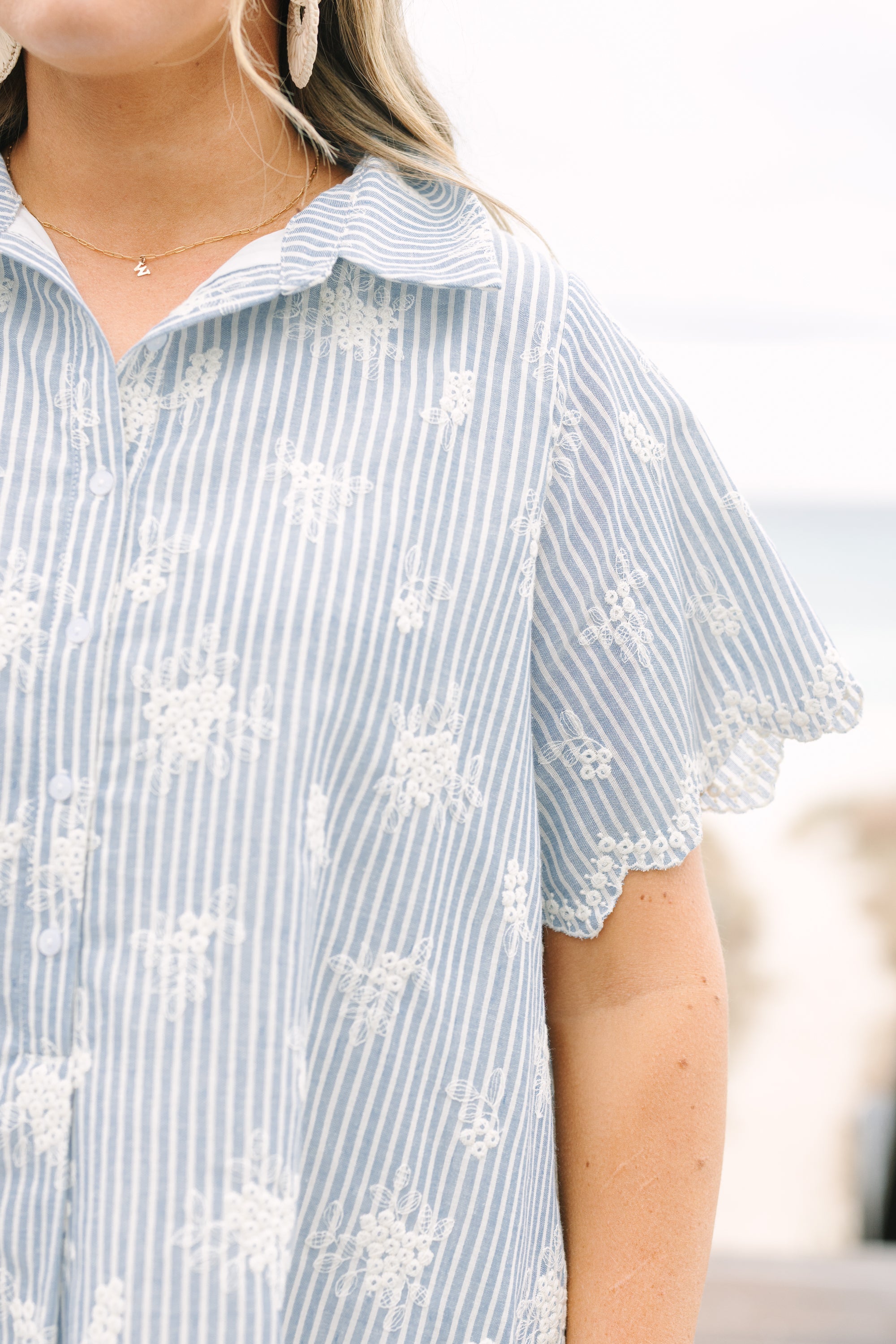 Sweet Breeze Dress, Blue Embroidery